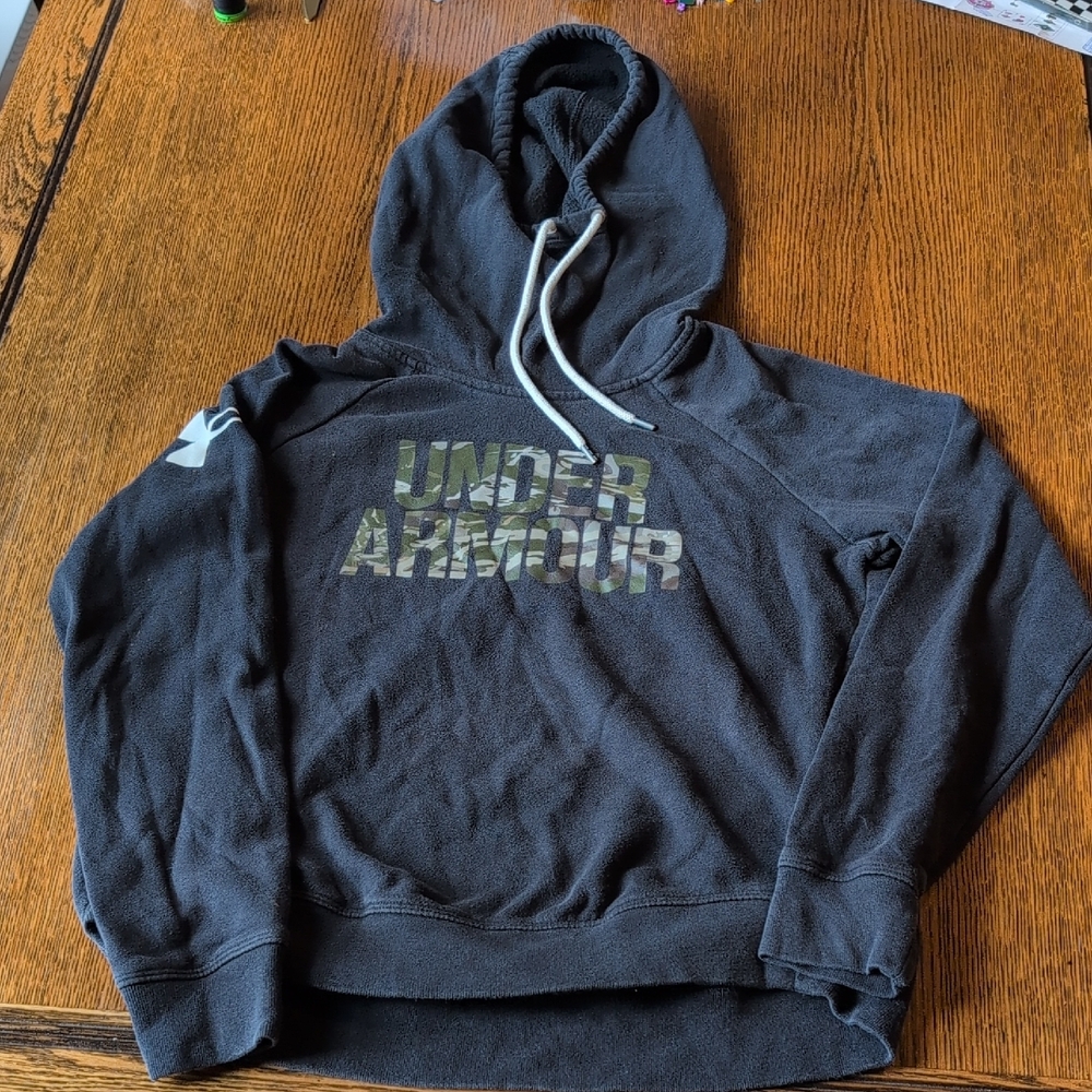 Under Armour Charcoal Hoodie with Camouflage Logo